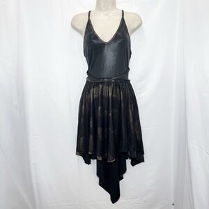 Goth Fairy Faux Leather Dress Large‎ High Low Snake Skirt Strappy Back